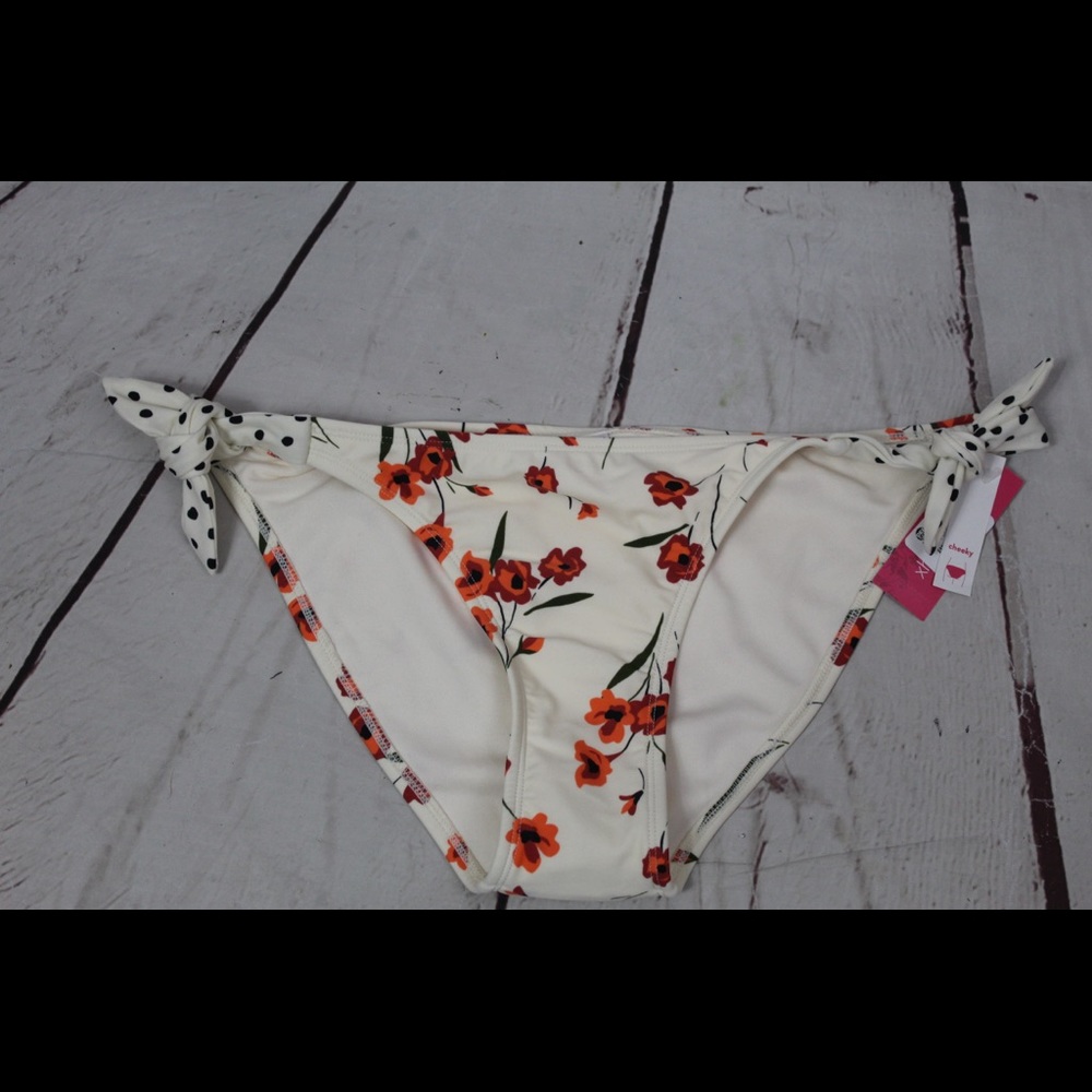 Womens (Juniors Tie Side Cheeky Bikini Bottom - Picture 2 of 4